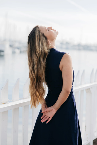 Marilyn Cotton Tie Dress - Navy