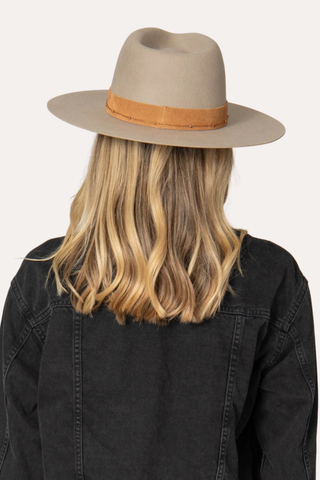 Loretta - Stiff Brim Fedora with Suede Band and Gold Chain