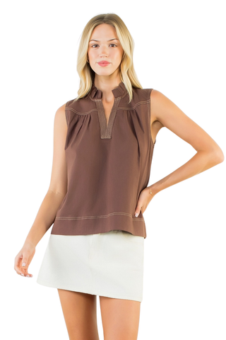 Short Sleeve Top with Stitching