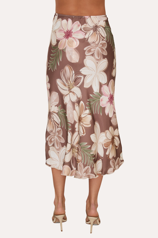 Bahama Floral Print Silky Maxi Skirt
