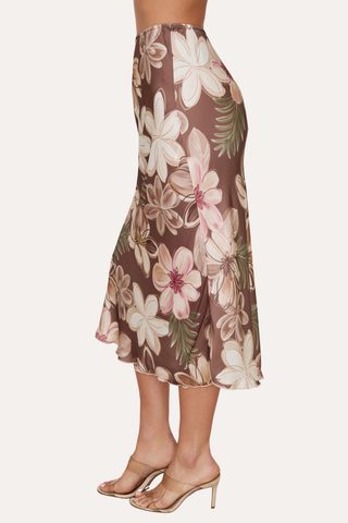 Bahama Floral Print Silky Maxi Skirt