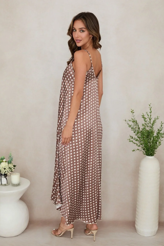Polkadot Silky Slip Maxi Dress