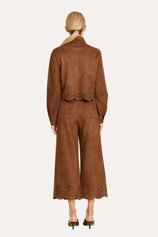 Faux Suede Laser Cut Pant Set