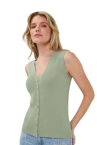 Top Fake Placket Knit