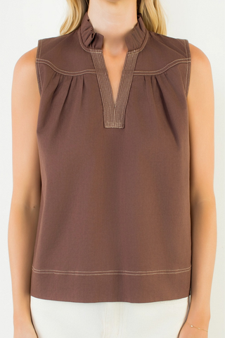 Short Sleeve Top with Stitching