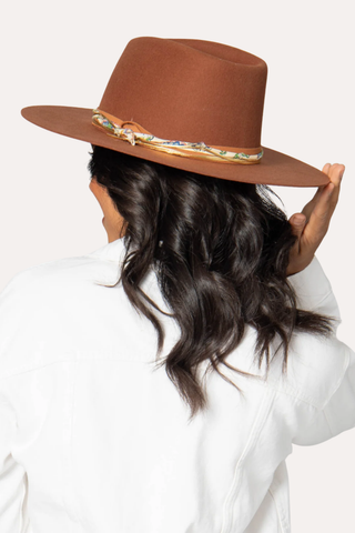 Farrah - Stiff Brim Fedora with Patterned Fabric Band