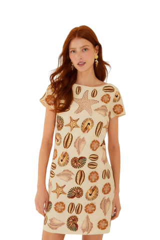 Sand Marine Shells Short Sleeve Mini Dress