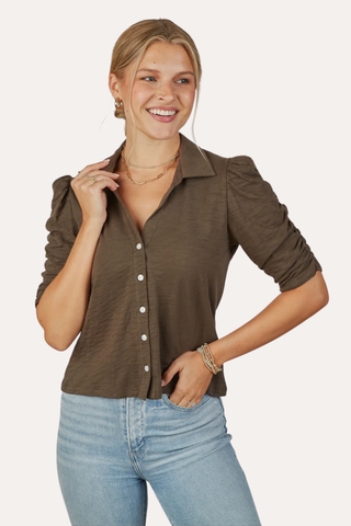Grace Button-Up Elbow-Length Tee