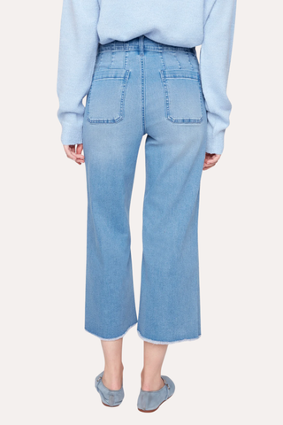 Wide Leg Crop Denim Pant - Blue