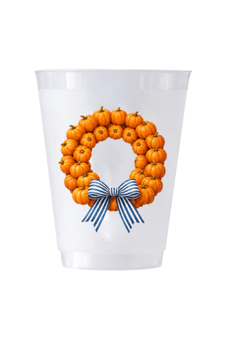 Pumpkin Wreath Shatterproof Cups | Set of 8