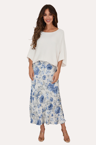 Crew Neck Batwing Sleeve Knit Top - Ivory