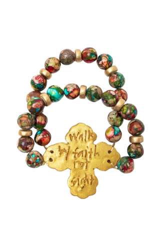 Rainbow Imperial Jasper with Susie Cross Bracelet