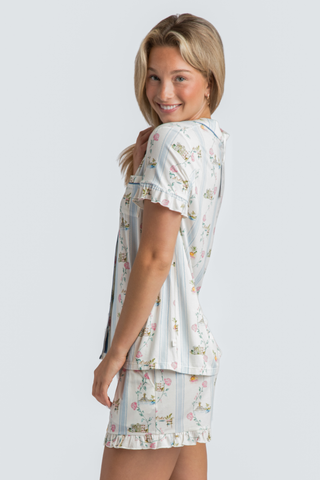 CHS Hydrangea Stripe Modal Short Set - Charleston Print