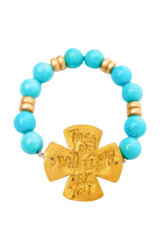 Turquoise Jade with Friendship Cross Bracelet
