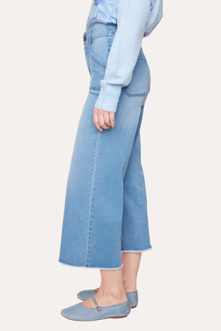 Wide Leg Crop Denim Pant - Blue