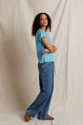 Cotton SS Boxy V-Neck Tee