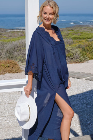Broderie Maxi Dress - Navy