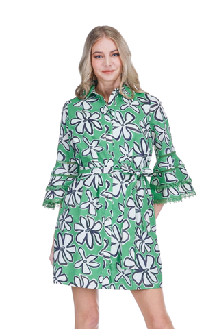 Flared Sleeve Shirt Dress