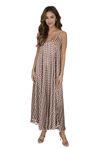 Polkadot Silky Slip Maxi Dress