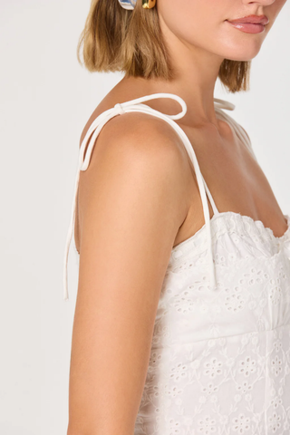 Kelley Eyelet Tie-Strap Mini Dress