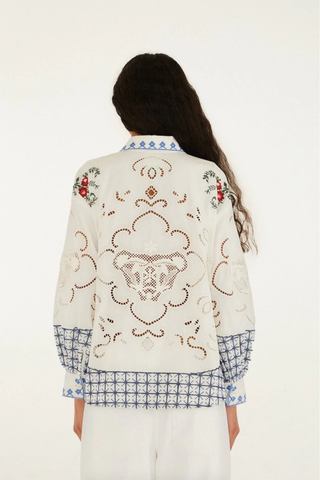 Off-White Flowers Embroidery Richelieu Shirt