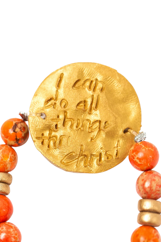 Orange Sea Jasper with Tiger Paw Bracelet