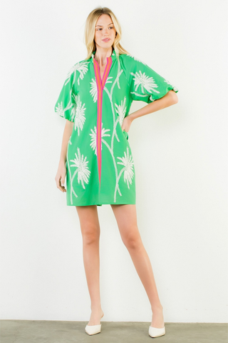 Short Sleeve Emb Dress