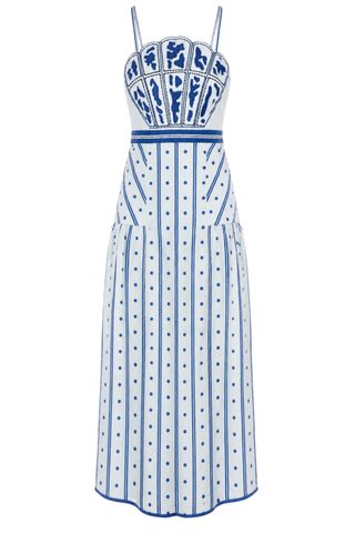 Hunter Cloud Ribbon Stripe Midi Dress