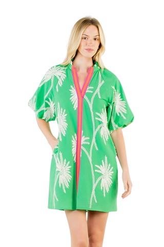 Short Sleeve Emb Dress