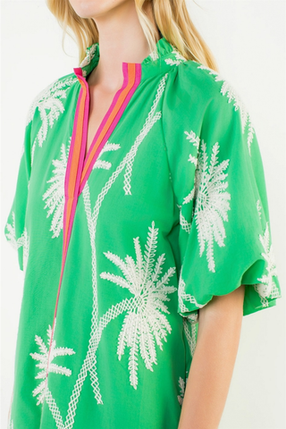 Short Sleeve Emb Dress