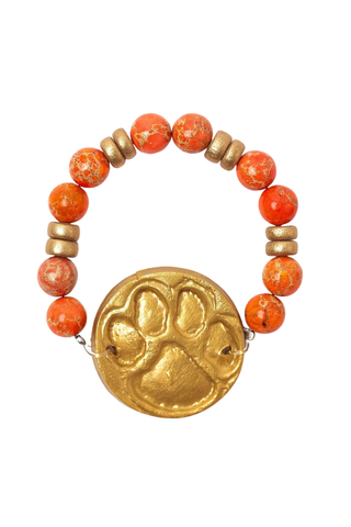 Orange Sea Jasper with Tiger Paw Bracelet