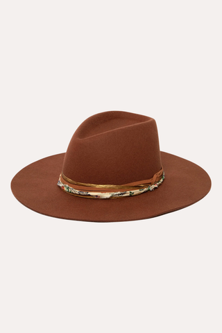 Farrah - Stiff Brim Fedora with Patterned Fabric Band
