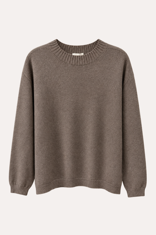 Long Sleeve Crew Neck Knit Sweater - Mocha