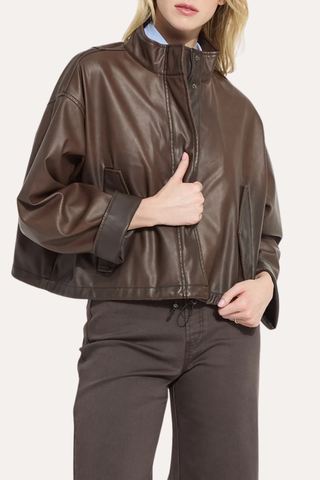 Mina Oversized Washed Vegan Leather Coat