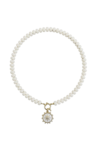 Bone White Gemstone Compass Pendant Necklace