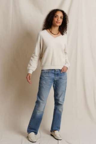 Zuri Reverse Fleece V Neck Sweatshirt