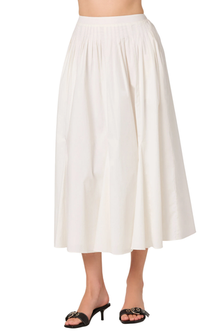 Sidra Cotton Knife Pleat Godet Midi Skirt
