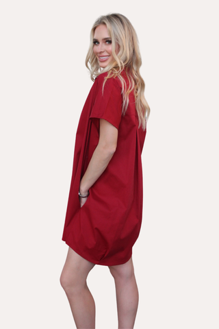 Solid Poplin V-Neck Signature Dress