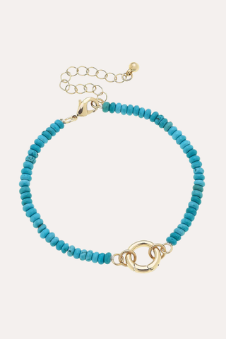 Lucy Gemstone Beaded Charm Bracelet Base In Turquoise