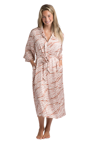 Zebra Stripe Brown Satin Robe