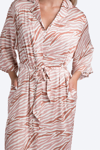 Zebra Stripe Brown Satin Robe