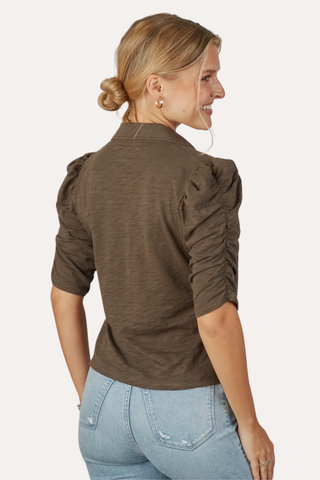 Grace Button-Up Elbow-Length Tee