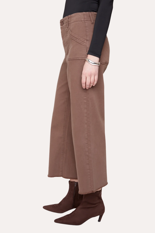 Wide Leg Crop Denim Pant - Chocolate