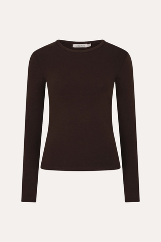 Top L/Slve Basic Round Neck - Brown