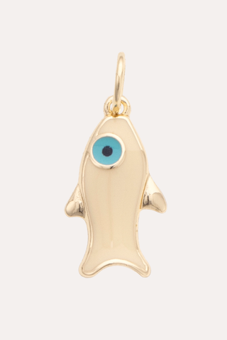 Fish Evil Eye Charm In Shiny Gold