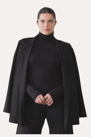 Black Ponte Knit Oversized Blazer
