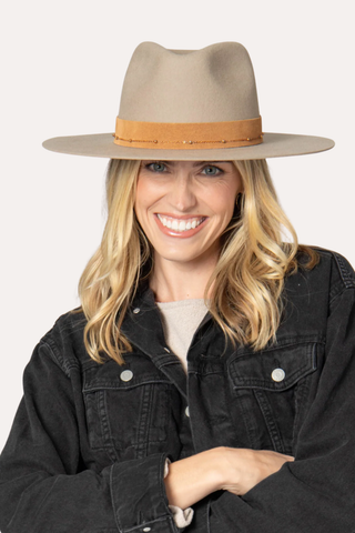 Loretta - Stiff Brim Fedora with Suede Band and Gold Chain
