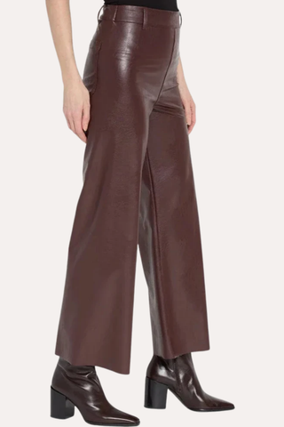 Hi Waist Vegan Leather Wide Leg