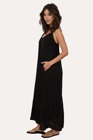 Spaghetti Adjustable Strap Maxi Dress w/ Pockets