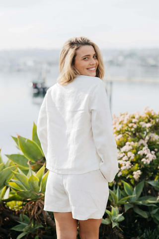 Keaton Linen Tie Top - White